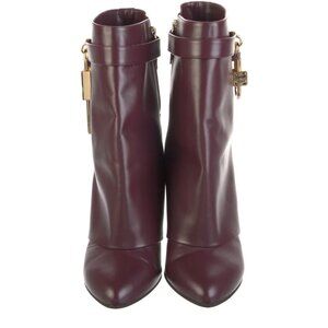 Givenchy Leather Ankle Shark Boots Deep Rich Burgundy Leather with Gold Details